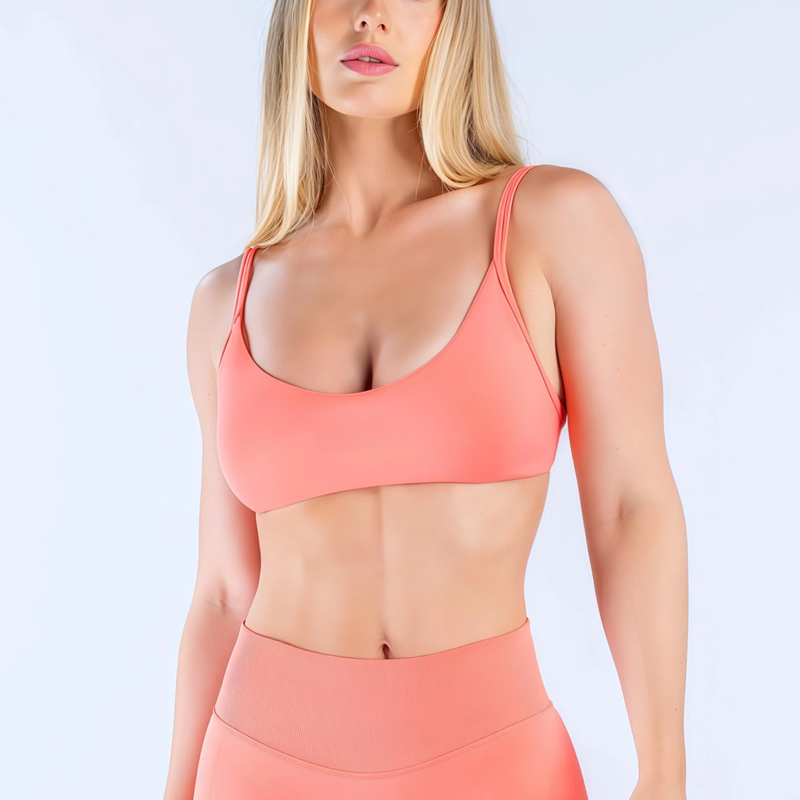 Pilates Yoga Top - HISTELLO Impact Scoop Neck Bra para